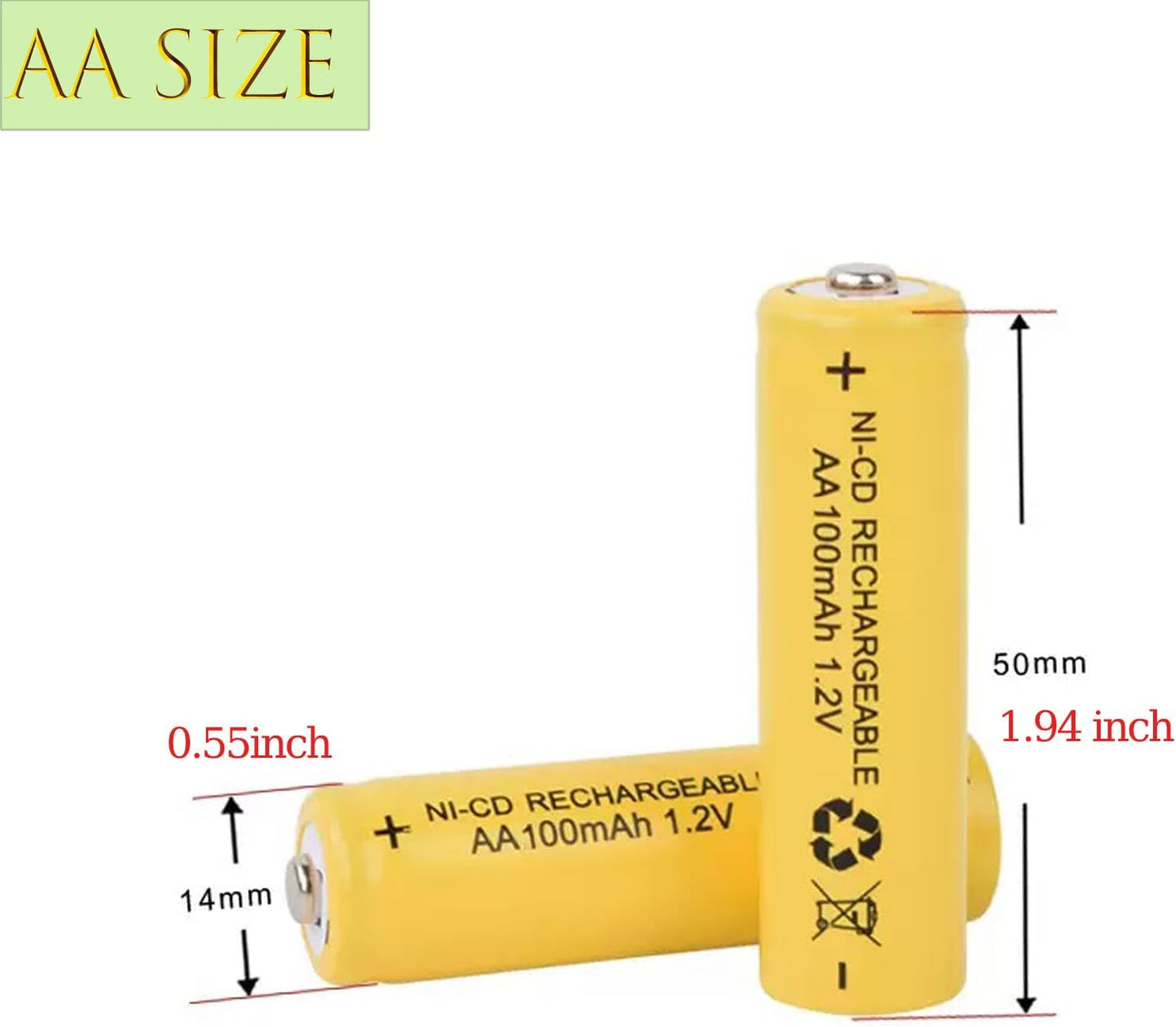 12-Pack AA 1.2V Ni-Cd Rechargeable Batteries for Solar Lights