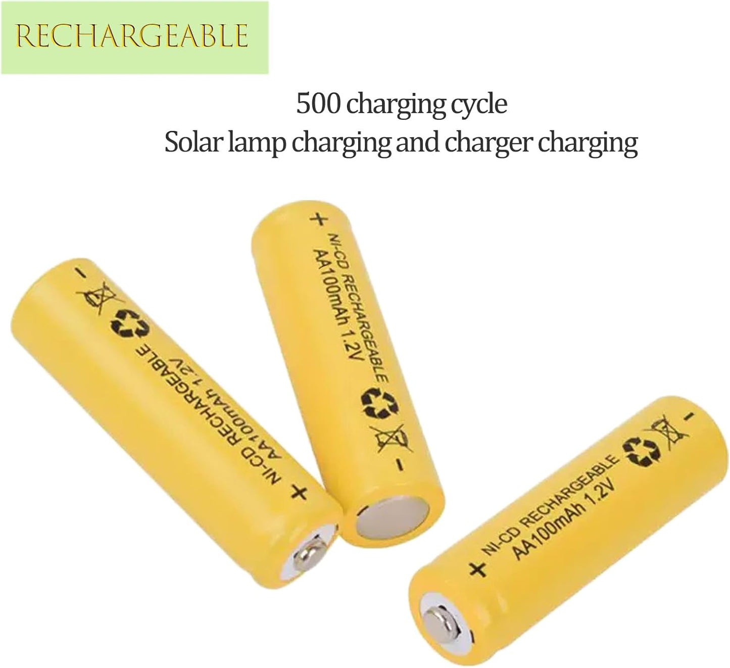 12-Pack AA 1.2V Ni-Cd Rechargeable Batteries for Solar Lights
