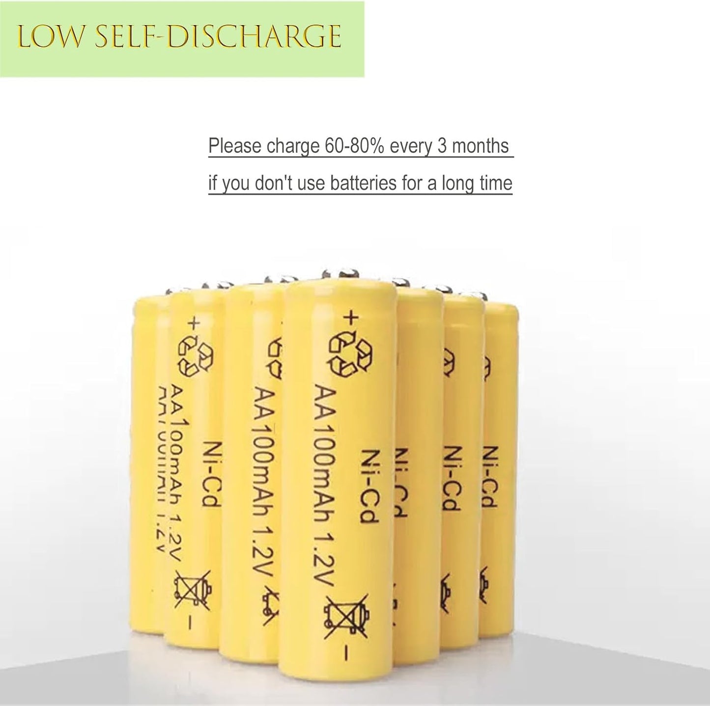 12-Pack AA 1.2V Ni-Cd Rechargeable Batteries for Solar Lights