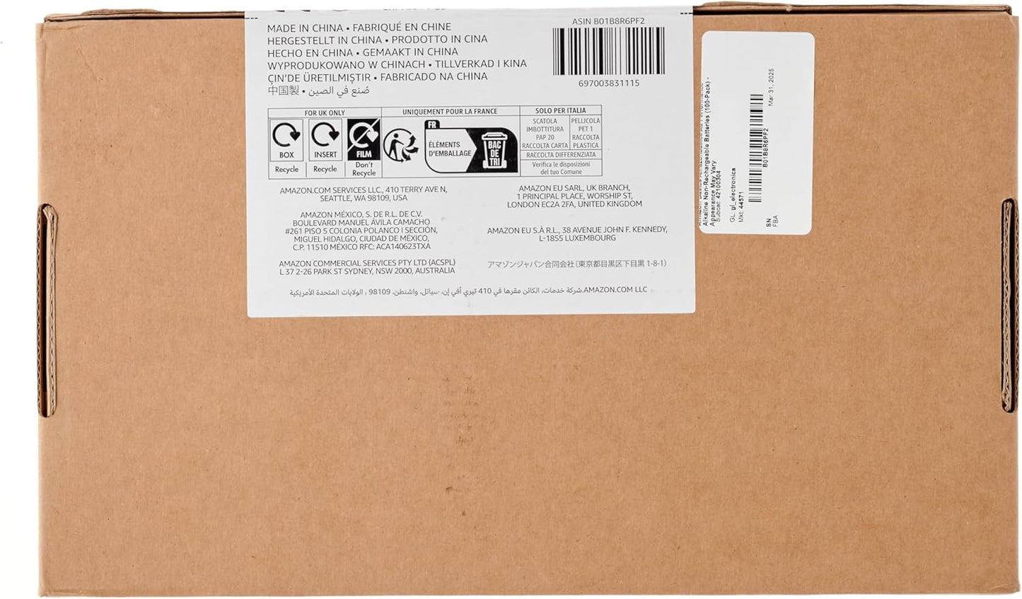Amazon Basics 20-Pack AA Alkaline High-Performance Batteries