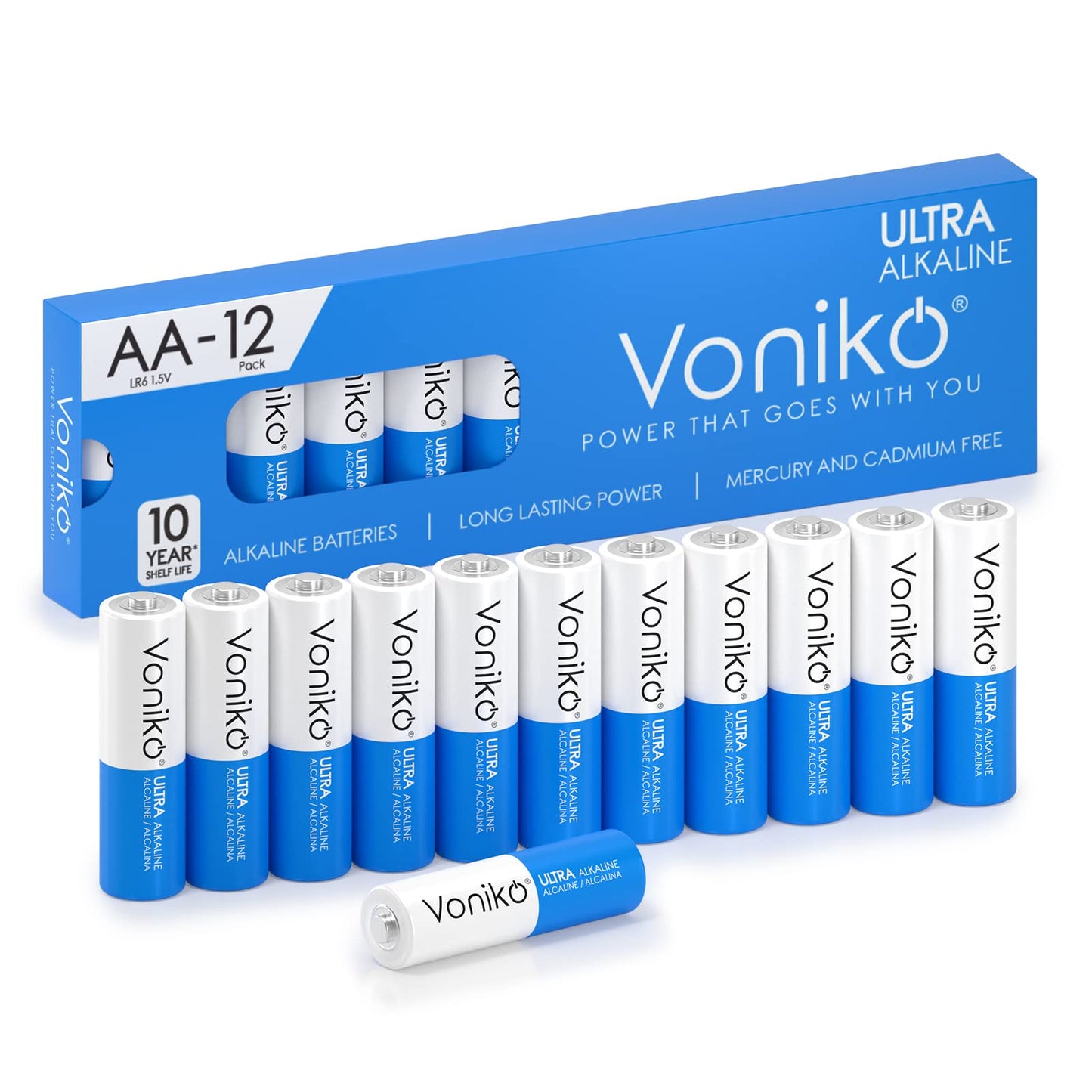 Voniko 12 AA Alkaline Batteries