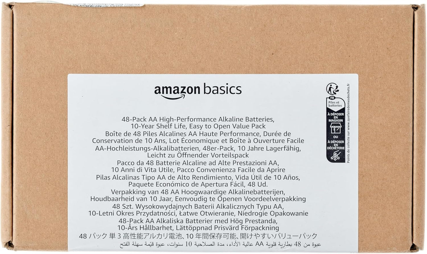 Amazon Basics 20-Pack AA Alkaline High-Performance Batteries